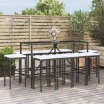 vidaXL Ensemble de bar de jardin 11 Pièces avec coussins noir poly rotin