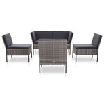 vidaXL Salon de jardin 6 Pièces avec coussins résine tressée gris