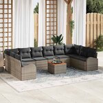 vidaXL Ensemble de canapé de jardin 11 Pièces Gris Poly rotin