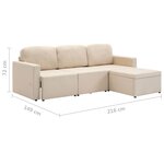 Vidaxl canapé-lit modulaire 3 places crème tissu