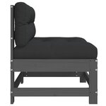 vidaXL Canapé central avec coussins gris bois de pin massif