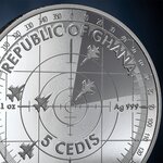 UKRAINIAN FALCONS 1 Oz Silver Coin 5 Cedis Ghana 2024