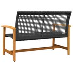 vidaXL Banc de jardin noir 112 cm résine tressée et bois d'acacia
