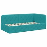 vidaXL Cadre de lit d'angle Turquoise 90 x 190 cm Velours