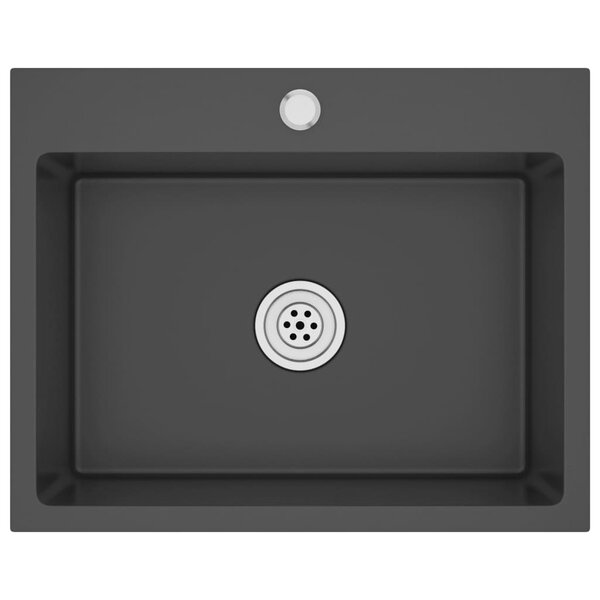 vidaXL Évier de cuisine fait main Noir Acier inoxydable