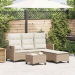 vidaXL Salon de jardin avec coussins forme de L 3 Pièces beige polyrotin