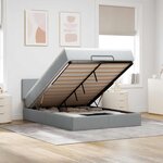 vidaXL Lit ottoman avec matelas et LED gris clair 140x190 cm tissu