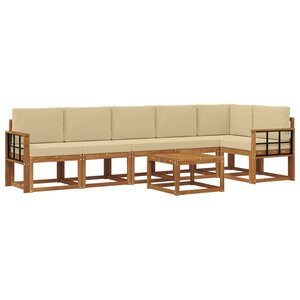 vidaXL Ensemble de canapés d'extérieur 7 pc Naturel et Beige