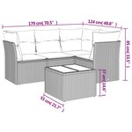 vidaXL Salon de jardin 5 Pièces avec coussins gris clair résine tressée