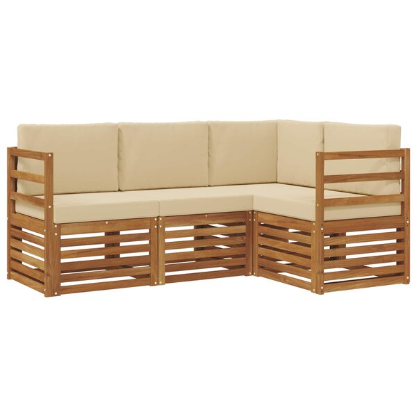 vidaXL Ensemble de canapés d'extérieur 4 pc Naturel et Beige Polyester