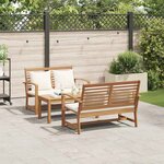 Ensemble de canapé de jardin 3 Pièces Naturel Bois de teck solide