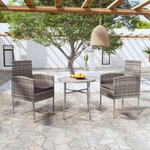 vidaXL Ensemble à manger de jardin 3 Pièces Résine tressée Anthracite