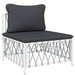 Salon de jardin meuble d'extérieur ensemble de mobilier avec coussins 6 pièces blanc acier 02_0018316