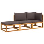 vidaXL Ensemble de canapés de jardin 3 pièces avec coussins en bois d'acacia et rotin
