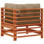vidaXL Canapé d'angle de jardin Pin massif Brun Ciré