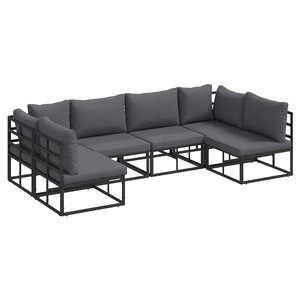 vidaXL Ensemble de canapé de jardin 6 pc Noir Aluminium