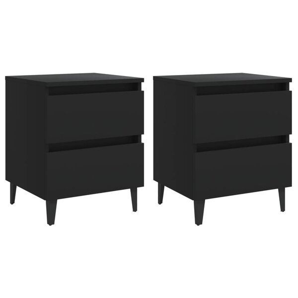 vidaXL Tables de chevet 2 Pièces noir 40x35x50 cm bois d'ingénierie