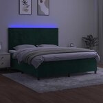 vidaXL Sommier à lattes de lit et matelas et LED Vert foncé 180x200 cm