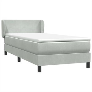 vidaXL Sommier à lattes de lit et matelas gris clair 90x210 cm velours
