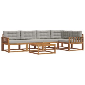 vidaXL Ensemble de canapés d'extérieur 6 Pièces Naturel et gris clair