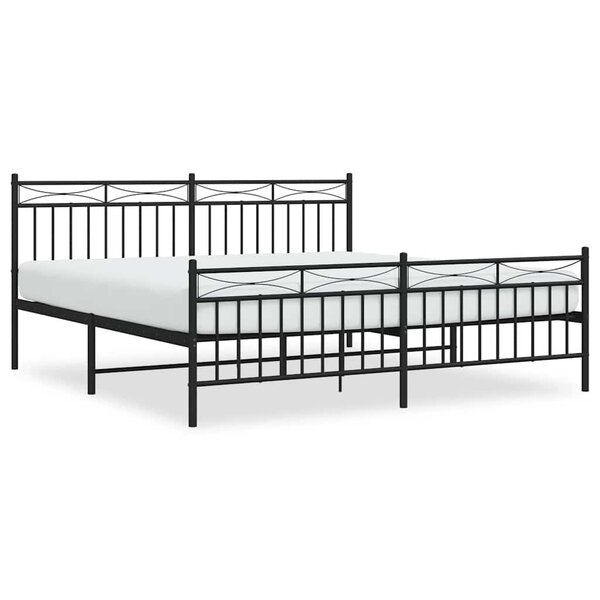 vidaXL Cadre de lit métal sans matelas avec pied de lit noir 183x213cm