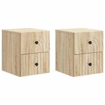 vidaXL Cabinet de chevet mural 2 Pièces Chêne Sonoma 33 x 34 5 x 40 cm
