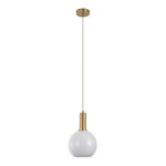 Lampe sphérique suspension en verre blanc Ø 20 cm - cordon de 150 cm