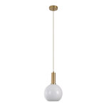 Lampe sphérique suspension en verre blanc Ø 20 cm - cordon de 150 cm
