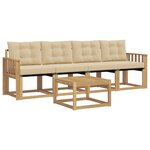 vidaXL Ensemble de canapés d'extérieur 5 Pièces Blanc et Beige