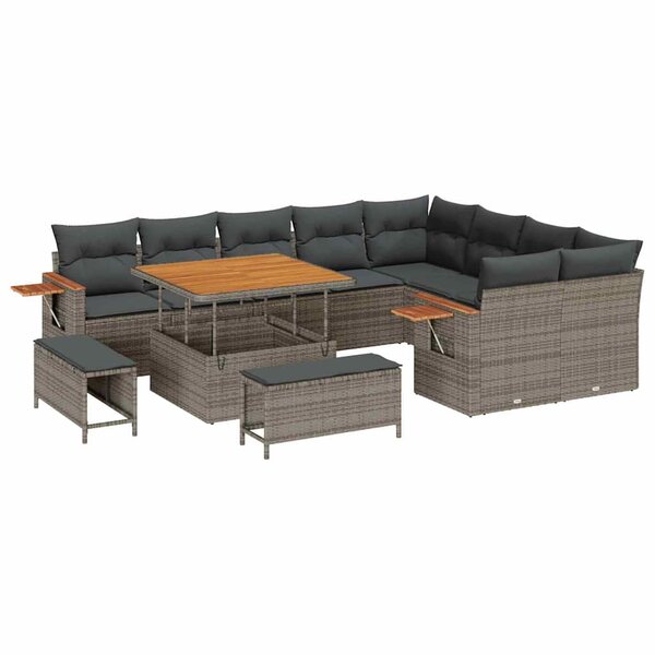 vidaXL Ensemble de canapé de jardin 12 Pièces Gris 100 x 100 x 71 cm