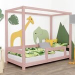 Lit cabane enfant BUNKY 90 x 190 rose pastel