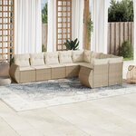 vidaXL Salon de jardin avec coussins 9 Pièces beige résine tressée