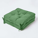 Coussin rehausseur lombaire en coton 50 x 50 cm - Vert foncé - HOMESCAPES