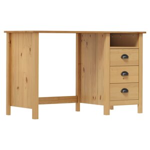 vidaXL Bureau Hill avec 3 tiroirs 120x50x74 cm Pin solide