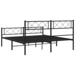 vidaXL Cadre de lit métal sans matelas avec pied de lit noir 135x190cm