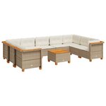 vidaXL Salon de jardin avec coussins 10 Pièces beige résine tressée