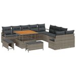 vidaXL Ensemble de canapé de jardin 13 Pièces Gris Poly rotin