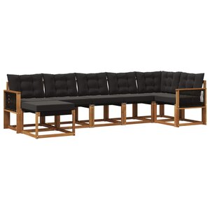 vidaXL Ensemble de canapés d'extérieur 7 pc Naturel et noir