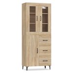 Vidaxl buffet haut chêne sonoma 69 5x34x180 cm bois d'ingénierie