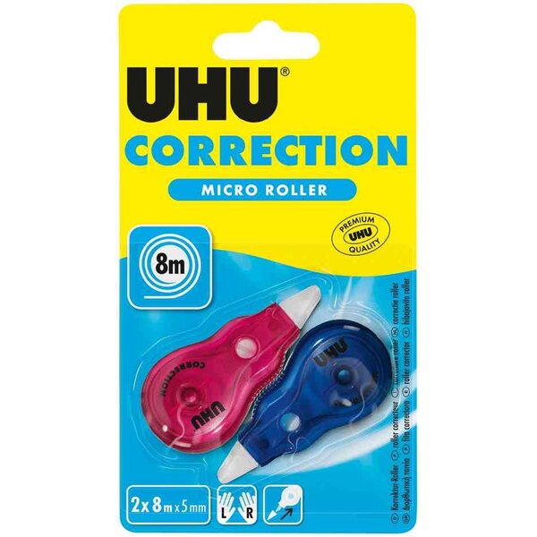 Mini-rouleau correcteur jetable Micro  blister de 2 UHU