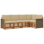 vidaXL Ensemble de canapé d'angle avec coussin 4 Pièces Naturel