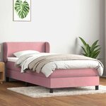 vidaXL Sommier à lattes de lit avec matelas rose 90x210 cm velours