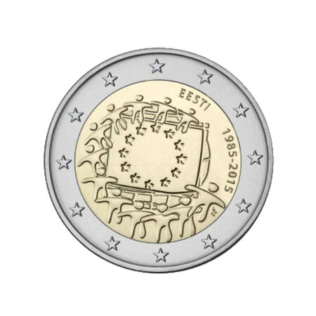 Monnaie 2 euros commémorative estonie 2015 - drapeau européenne