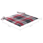 vidaXL Chaises de jardin lot de 4 et coussins à carreaux rouge Teck
