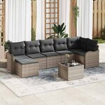 vidaXL Ensemble de canapé de jardin avec coussin 8 Pièces Gris Poly rotin