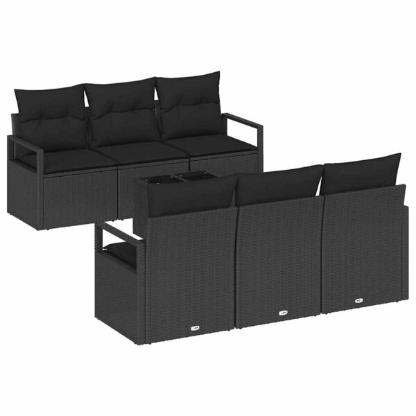 vidaXL Ensemble de canapé de jardin 7 Pièces Noir 55 x 55 x 37 cm