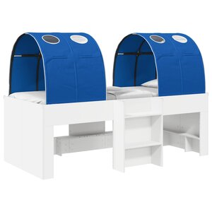 vidaXL Lit avec Tunnel 4 Pièces Blanc et bleu Bois d'ingénierie