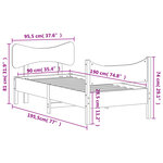 vidaXL Cadre de lit sans matelas blanc 90x190 cm bois de pin massif