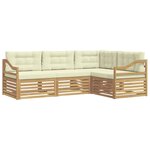 vidaXL Ensemble de canapés d'extérieur 4 pc Blanc et crème Polyester