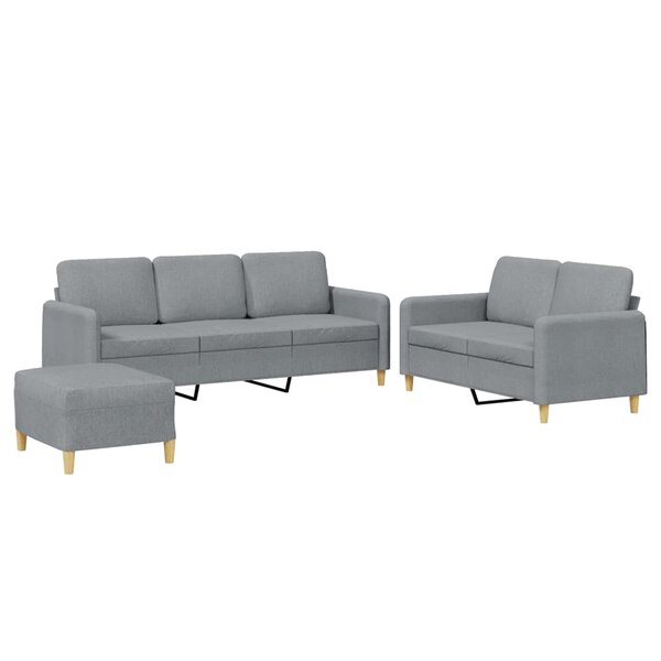 vidaXL Ensemble de canapés 3 Pièces avec coussins Gris clair Tissu